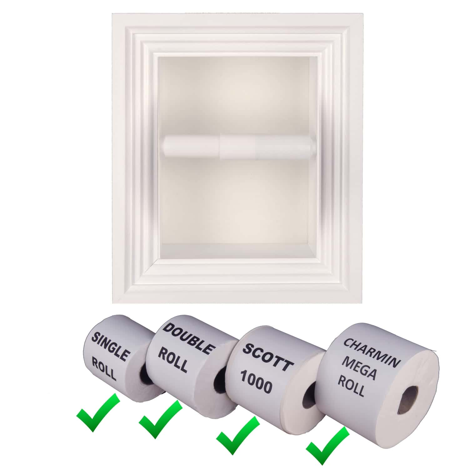 Taylor-3 recessed in wall Solid Wood toilet paper holder, holds any size roll - 7 x 8.5 - Image 5