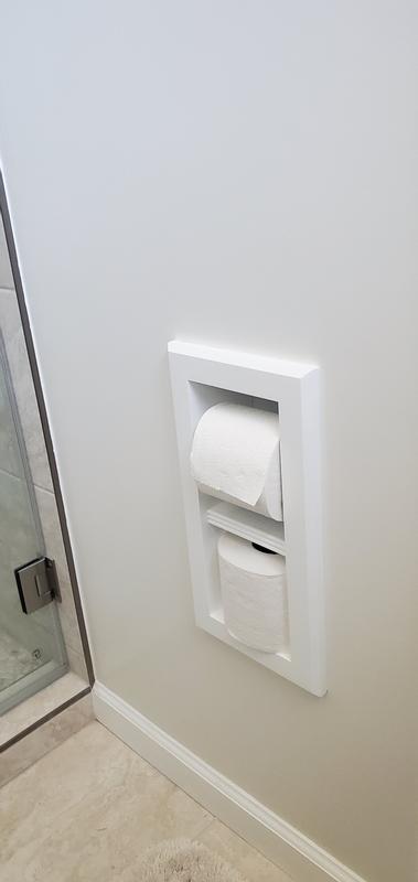 Brentwood-12 recessed in wall solid wood double toilet paper holder - holds any size rolls - 7 x 14.5 - Image 8