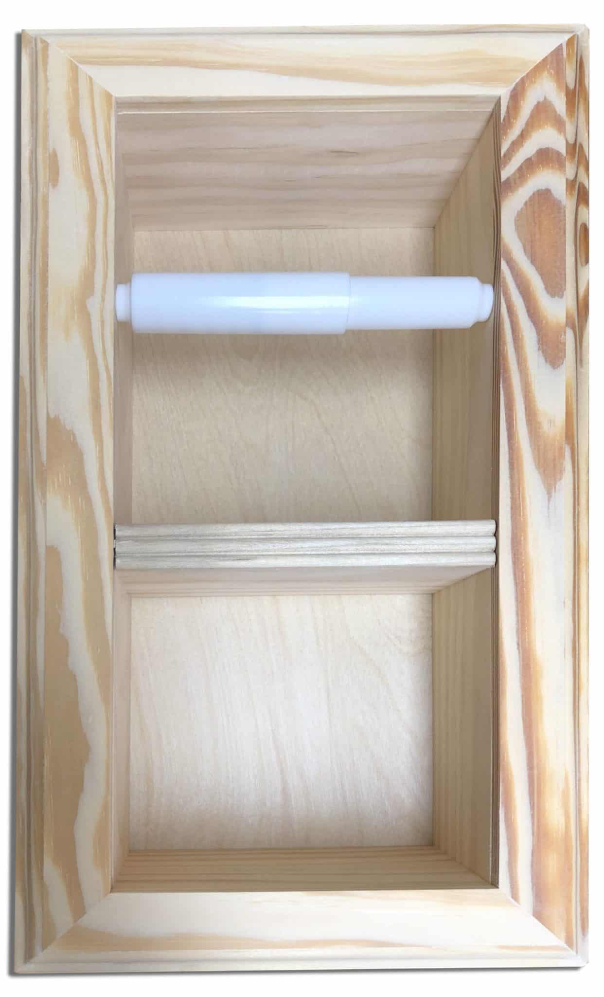 Brentwood-22 recessed in wall solid wood double toilet paper holder - holds any size rolls - 7 x 14.5 - Image 7