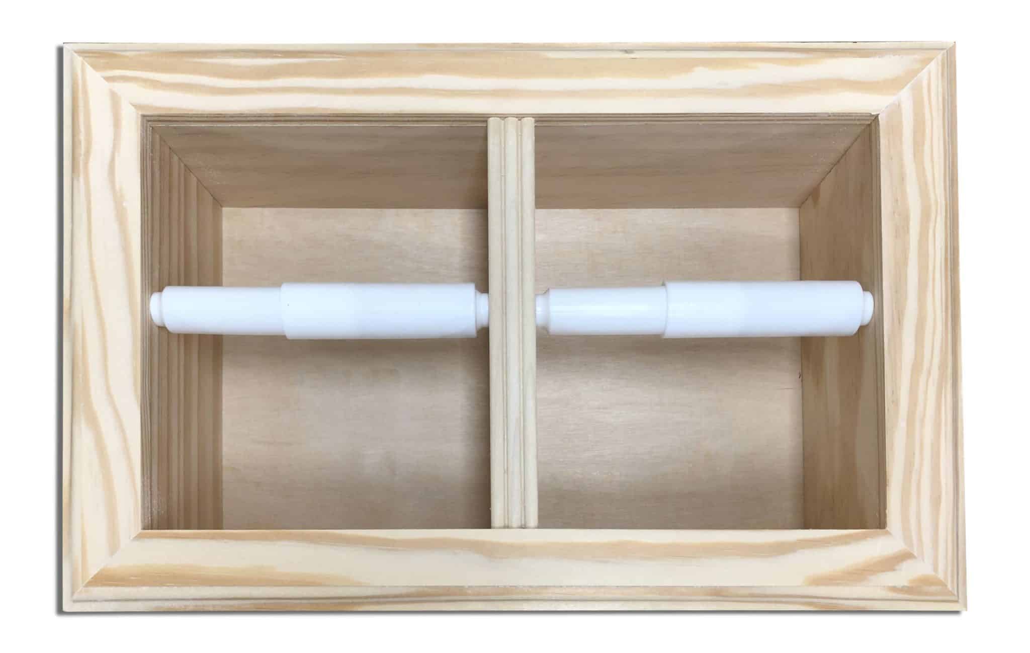 Brentwood-23 recessed in wall solid wood double toilet paper holder - holds any size rolls - 7 x 14.5 - Image 2