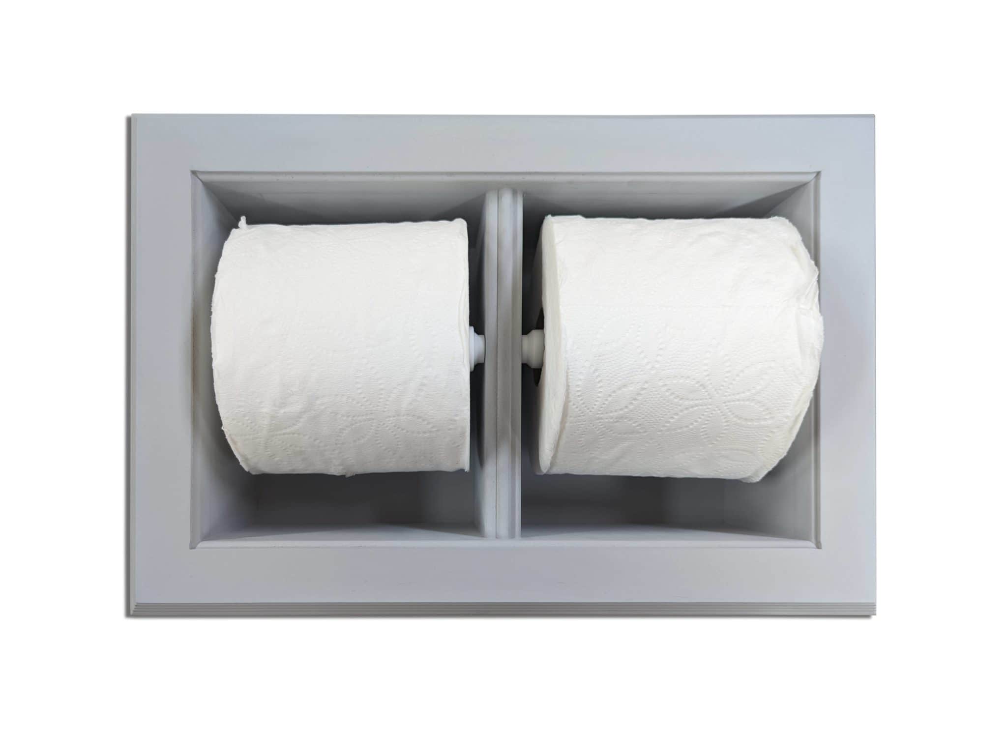 Brentwood-42 recessed in wall solid wood double toilet paper holder - holds any size rolls - 7 x 14.5 - Image 4