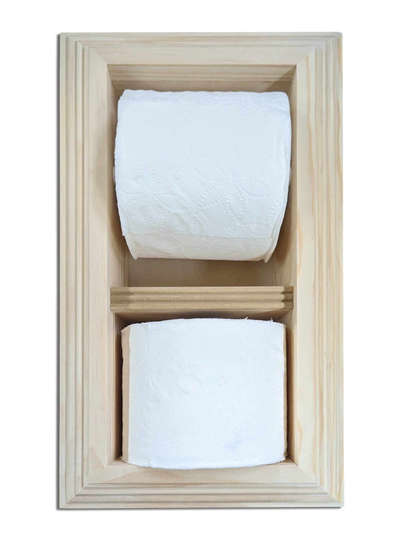 Brentwood-25 recessed in wall solid wood double toilet paper holder - holds any size rolls - 7 x 14.5 - Image 2