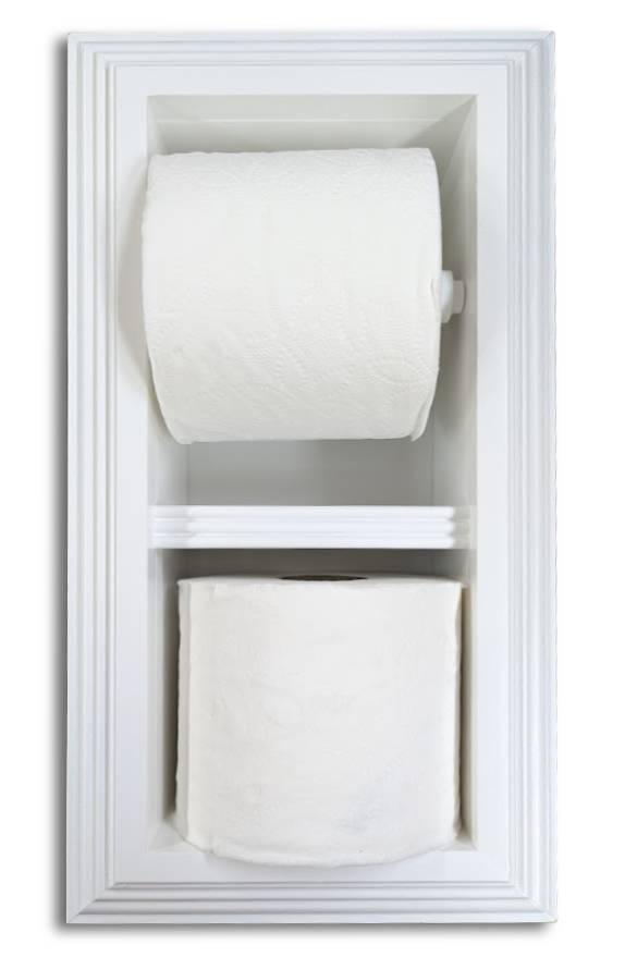 Brentwood-25 recessed in wall solid wood double toilet paper holder - holds any size rolls - 7 x 14.5 - Image 6