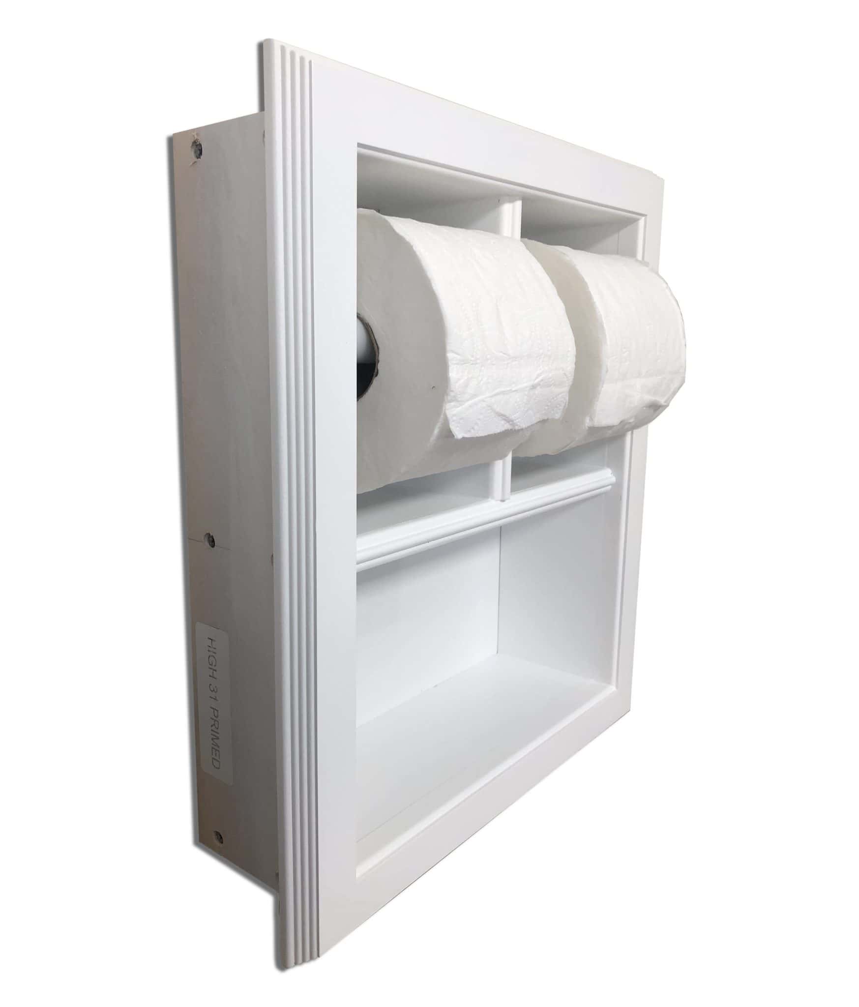 Highlands-31 Solid Wood Recessed in the Wall Double Toilet Paper Holder With Shelf 13.25 x 15.25 - Image 8