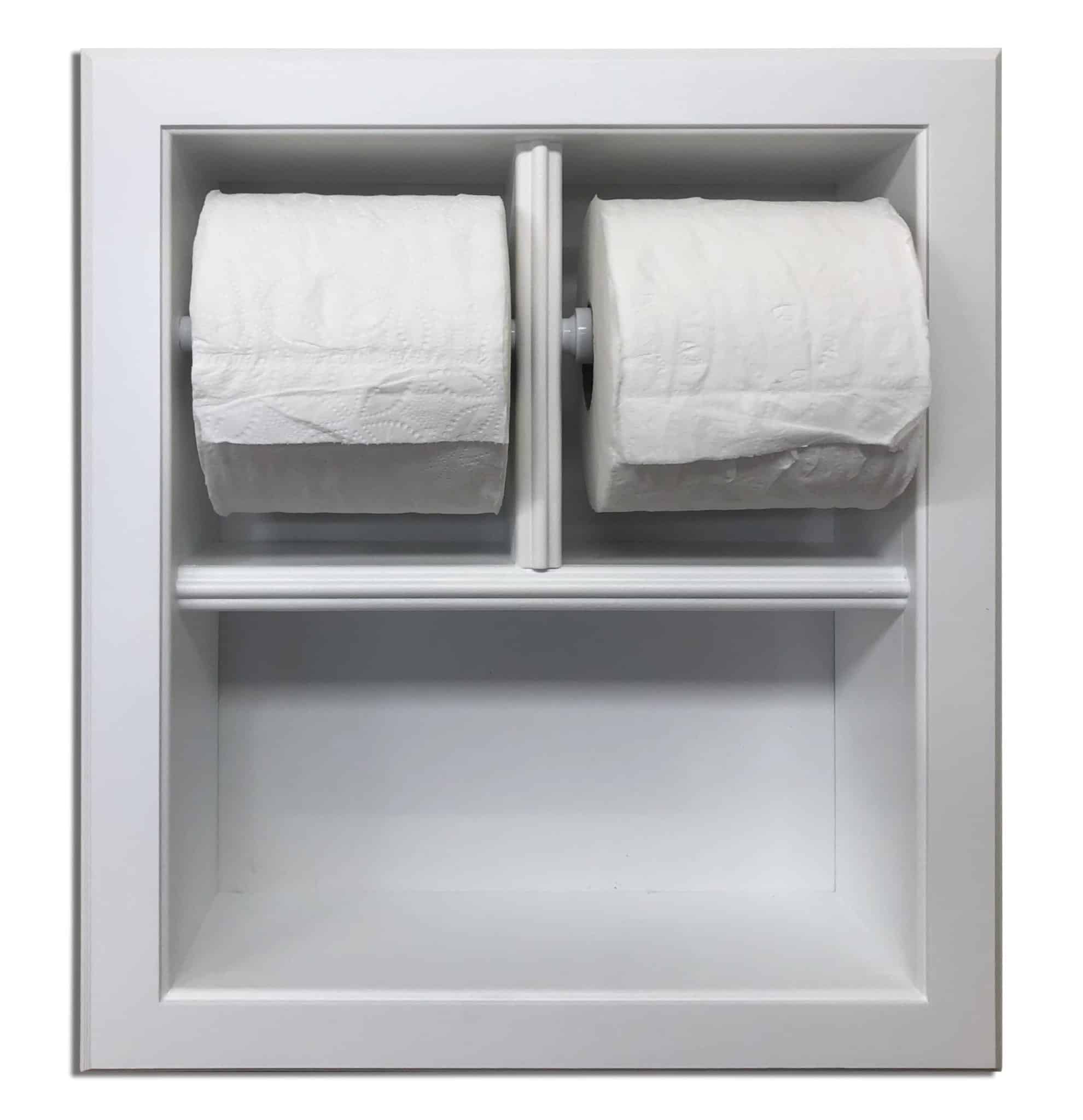 Highlands-31 Solid Wood Recessed in the Wall Double Toilet Paper Holder With Shelf 13.25 x 15.25 - Image 7