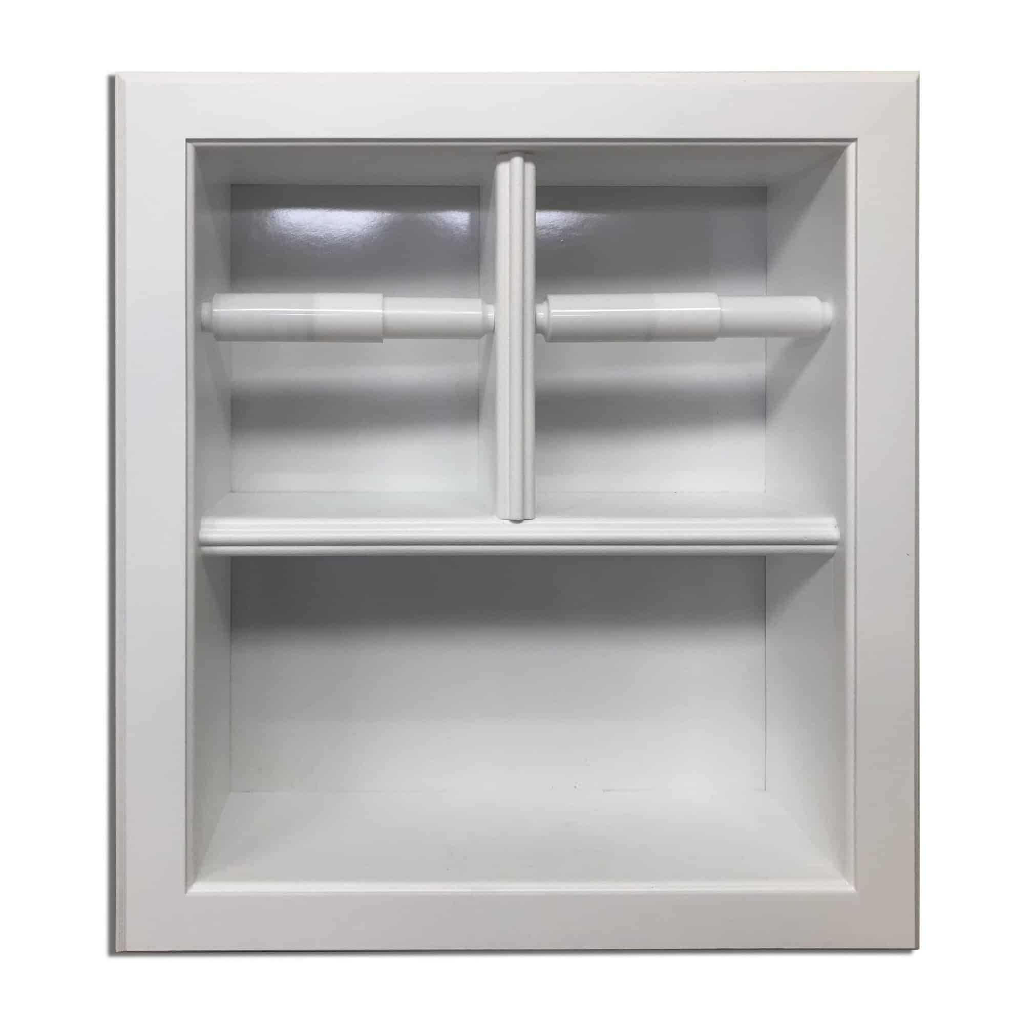 Highlands-31 Solid Wood Recessed in the Wall Double Toilet Paper Holder With Shelf 13.25 x 15.25